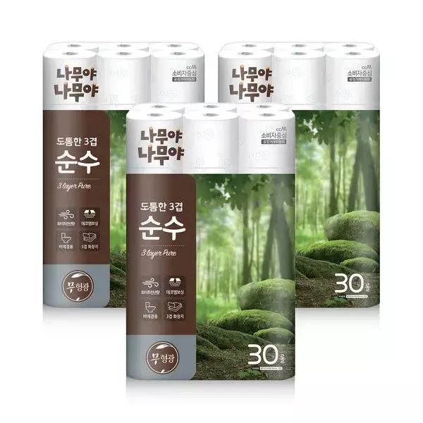 나무야나무야 도톰한 3겹 화장지 27m30롤 3팩