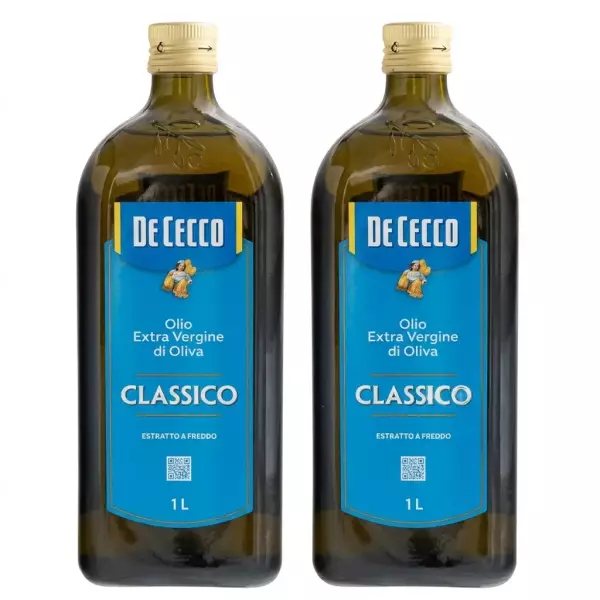 De Cecco Extra Virgin Olive Oil 1L x 2 bottles + free Giulietto Peeled Tomatoes 400g