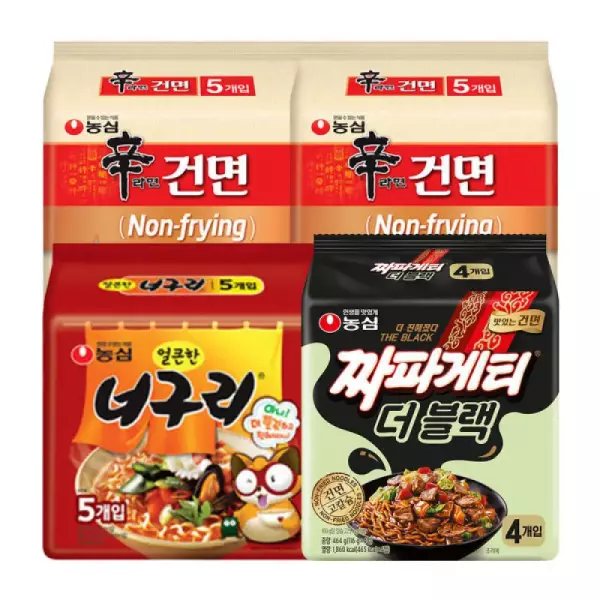 Shin Ramyun 10 pcs + Neoguri 5 pcs + Jjapaghetti 5 pcs