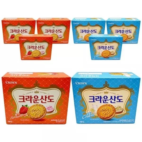 크라운산도 딸기 161g x 4개+크림 161g x 4개